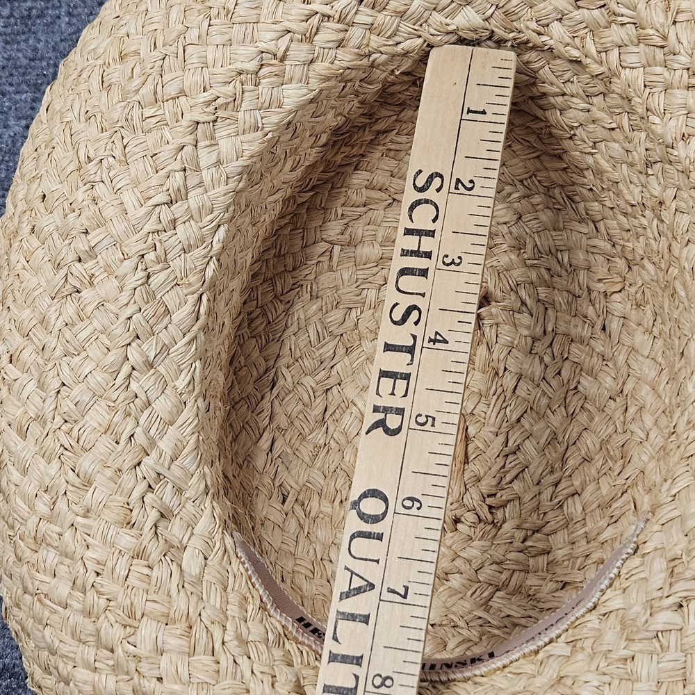 Helen Kaminski Straw Hat Tan Woven Raffia Wide Brim Classic Coastal Summer - Picture 7 of 7